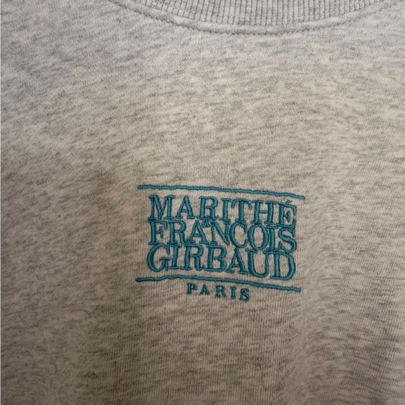 Marithe Francois Girbaud Light Gray Sweatshirt with Blue Logo Korean - Picture 2 of 4